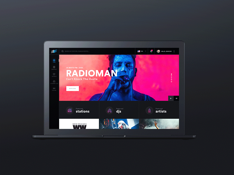 RadioWeb Redesign interaction minimal typography ui ui design ux web