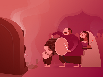 Welcoming the goddess durga puja illustration illustration art prayer