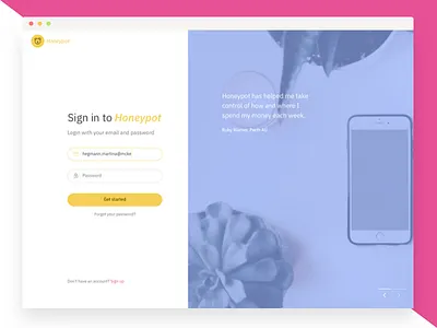 Honeypot UI Kit - Login page design desktop ibm plex login minimal responsive sketch ui ux web