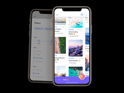 Travel App app concept filters interface ios mobile settings sketch tour travel ui ux