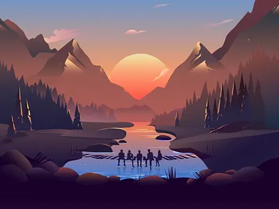 Afterglow afterglow illustraiton sunrise ui ux