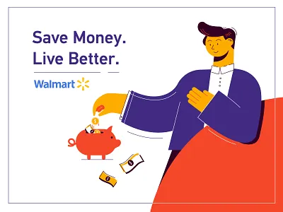 Walmart character guy money pig walmart