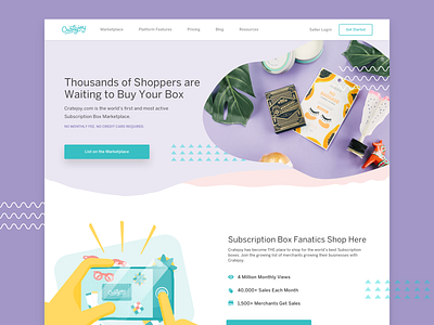 Marketplace branding cratejoy landing page landing page design logo subscription box