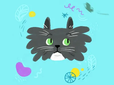 My Iggy cat cat illustration colorful grumpy moth photoshop