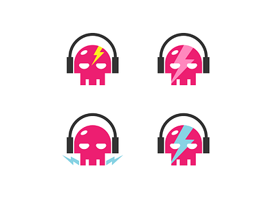 Colored Deadbeat Logo Concepts concept design flat flat design graphic headphones icon identity illustration illustrator lightning logo logo design logos mark music process skull thirty logos vector