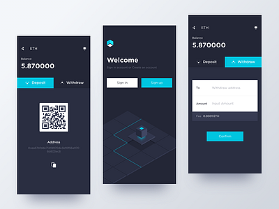 Conceptual digital currency app blockchain concise hiwow ios ui 应用
