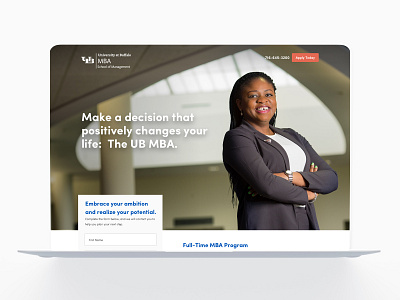 UB MBA Landing Pages blue buffalo buffalo ny chart college comparison contact form hero landing page lead generation mba suny university website white