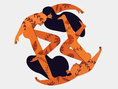 Harmony characterdesign girls harmony illustration leaves tattoos ying ying yang