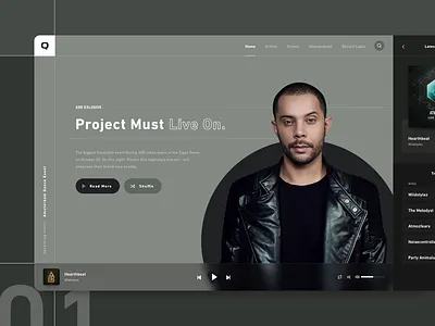Artists Management & Event Organizing app artistmanagement artists blocks events khaki management minimal music parts player releases