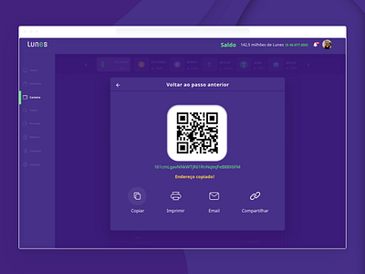 Wallet Lunes - Progressive Web Application - Copy Address app bitcoin block chain crypto crypto currency crypto wallet eth ltc lunes ui usdt user interface ux web