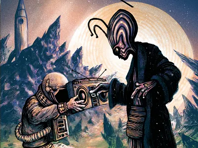 311 311 astronaut gigposter rocket screenprinted space helmet