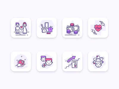 Icons set clean design fresh icon icons set illustration life outline outline icon pink trend