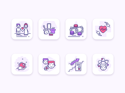 Icons set clean design fresh icon icons set illustration life outline outline icon pink trend