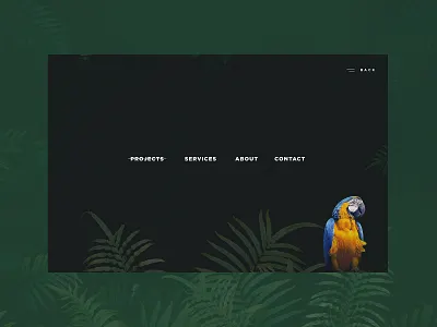 Website Menu design jungle menu parrot screen design website