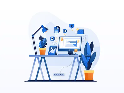 Work & Office Illustrations bright color combinations character design design exploration flat gradient icon illustration pack minimal clean design mobile tablet illustrations user experience user interface ui vector illustration visual identity work office environment