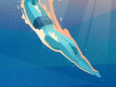 Summer Memories adobe illustrator adobeillustrators adventure design digital 2d digital art dynamic editorial editorial illustration illustration jump minimal mood under water vector