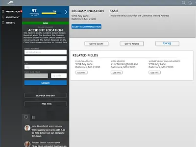 Claims Adjustment Interface