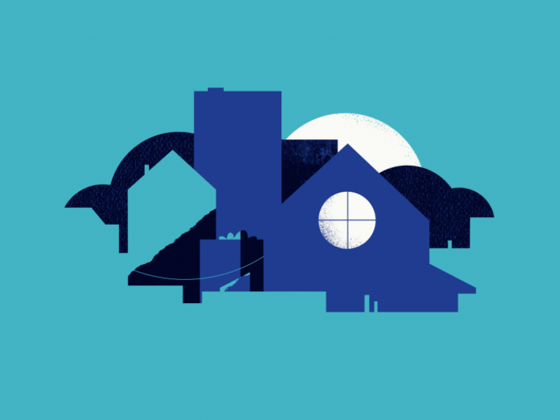 Rooftops animation design flat illustration mograph