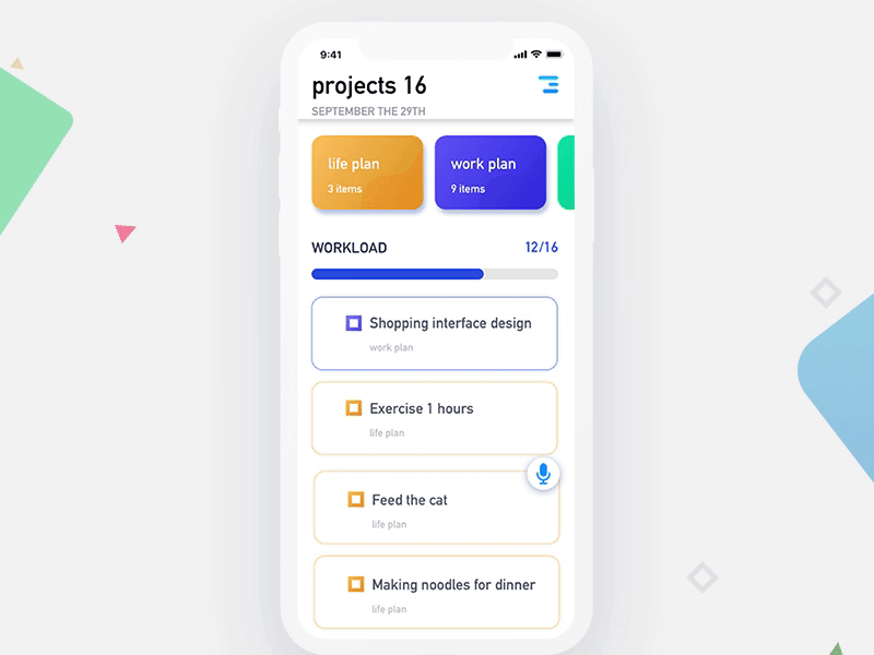 task management animation app auto design information management principle task ui viadeo