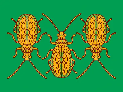 Beetle Illustration v2 beetle brush color drawing illustration line art sticker texture vintage