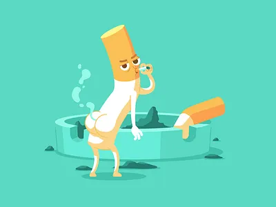 Cigarette Butt cartoon character character design flat illustration smoking vector