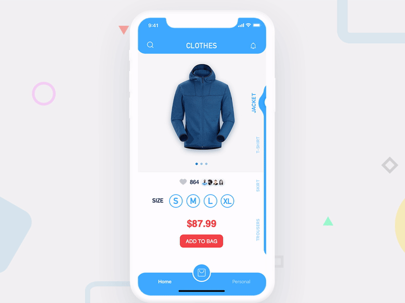 The dynamic process of buying clothes app animation app clothes information operation principle shopping ui