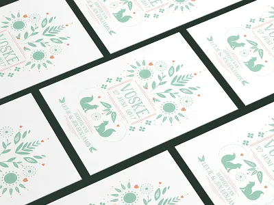 Voske birth card cards fox foxes illustrated illustration invitaion minimal minimalis nature