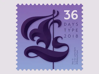 L – 36 Days Of Type apple pencil blackletter charcter custom lettering hand lettering ipad pro l letter letterform letterforms lettering lettering art lettering design procreate stamp type type design typogaphy typophile vector