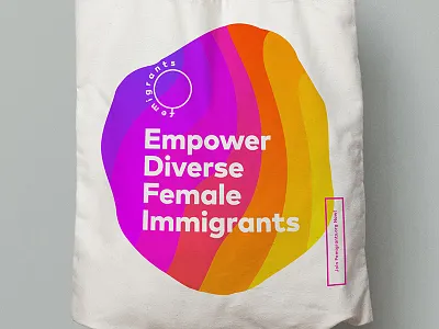 Femigrants Tote branding design event logo swag typography