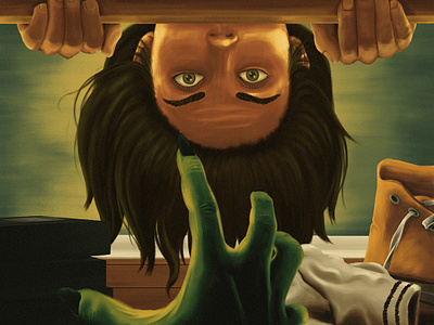 Don't Look Under The Bed Pt. 3 bed converse halloween illustration monster painting scary shoes socks