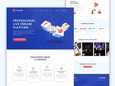 Landing Page - Gostudio clean design facebook illustration landing page live streamer ui ux web youtube