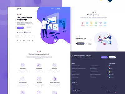 Job Management || Landing Page clean color cv illistration job job app job application job board job cv management management app management system minimal project project management software company statup time line timekit work management