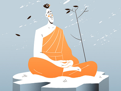 “Through discipline comes freedom.” 🧘 2d bird blizzard cold discipline flat freedom illustration lotus meditation monk peace snow vector zen