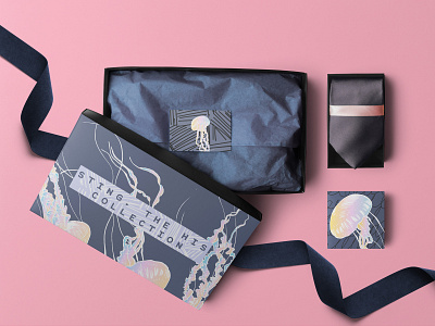 Sting, a Fashion Label Packaging Design abstract beauty black blue branding concept art design fashion illustration letterpress logo minimal modern ocean packaging pink sea typography ux vector