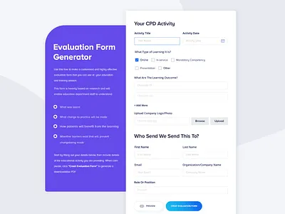 Evaluation Form Design activity app blue business app education app form design form field illustration input field landing page medical form ux website