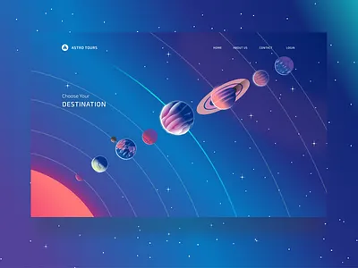 Astro Tours - Destination Selector branding design illustration space space travel stars typography ui ui ux ux vector