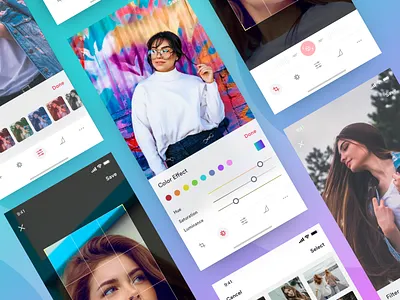 Photo Editor - iOS App 2018 trends app color chart colourful design ios ios app iphonex photo album photo app photo background photo edit photo editing photo editor photo effect ui ui kit ux