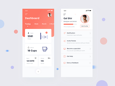 Fitness Tracking & user profile activity app dashboard dashboard mobile fitness app health app landing page onboading payment app profile app tracker app tracking app user profile