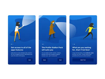 Sherlock App Onboarding app blue illustrations mobile onboarding screen onboarding ui ui ui ux