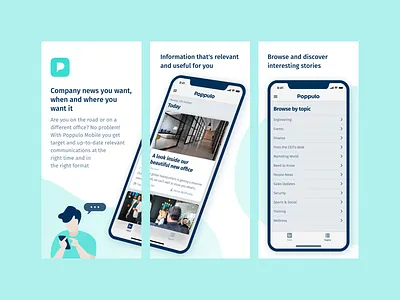 Poppulo · App Store Screenshots app app design app screens app store illustration mobile promotional material
