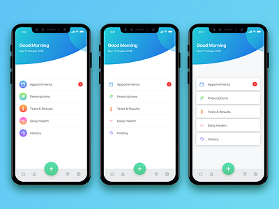 Healthcare App - Homepage app cleanui healthcare homepage ios menu sketch ui ux vibrant