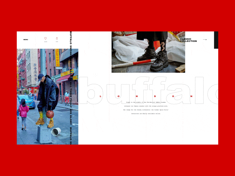Buffalo London after effects animation clean colours concept design ecommers fashion flat gif grid interface minimal motion simple typography ui ux web website