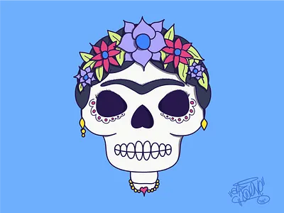 La Frida adobe draw art blue character color frida halloween ilustration ipad pro mexican skull sugar skull
