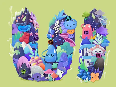 UI star ae ai crystal graphic design illustration leaf monster mountain mushrooms pop culture pr ps stars stone tree tree house ui