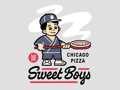 Sweet Boys Logo branding chicago chicago pizza korea lettering logo pizza pizza logo script sweet boys sweet type typography vector