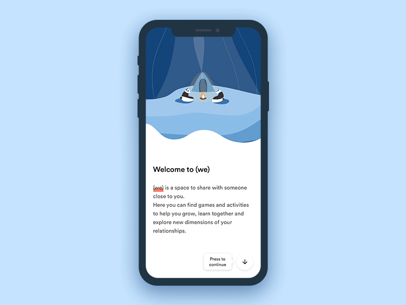 We Onboarding camp fire chat conversational ui ios mobile on boarding onboarding panda