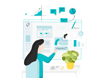 Working process design draw icons illustration technology work