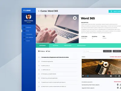 Mobile Learning Backoffice · Course Detail backoffice courses dashboard flat design managment mobile learning multimedia repository ui users ux