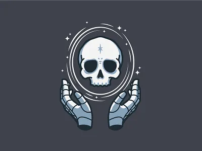 Mystic Skull hands illustration magic skull stars vector