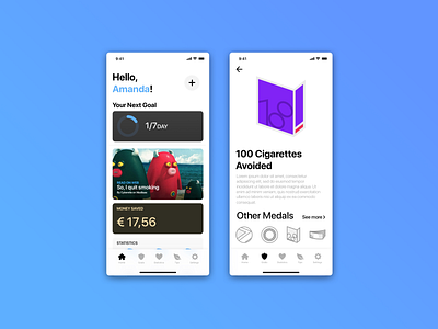 Quit Stop Smoking App UI achivment app app concept clean design iphone medals simple sketch smoking swift ui xcode